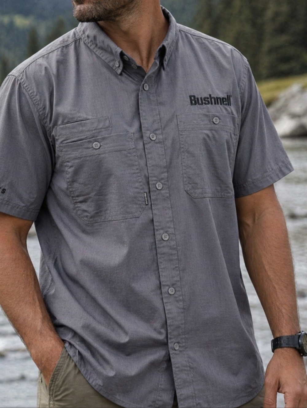 DRI DUCK Bushnell Performance Outdoor Utility Shirt Men’s Large Grey Ripstop
